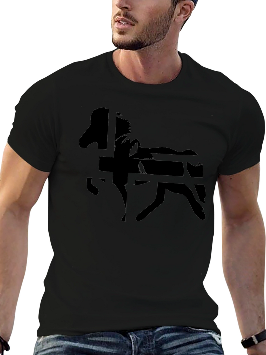 Black Horse Graphic Tee - Mens Casual Shirt