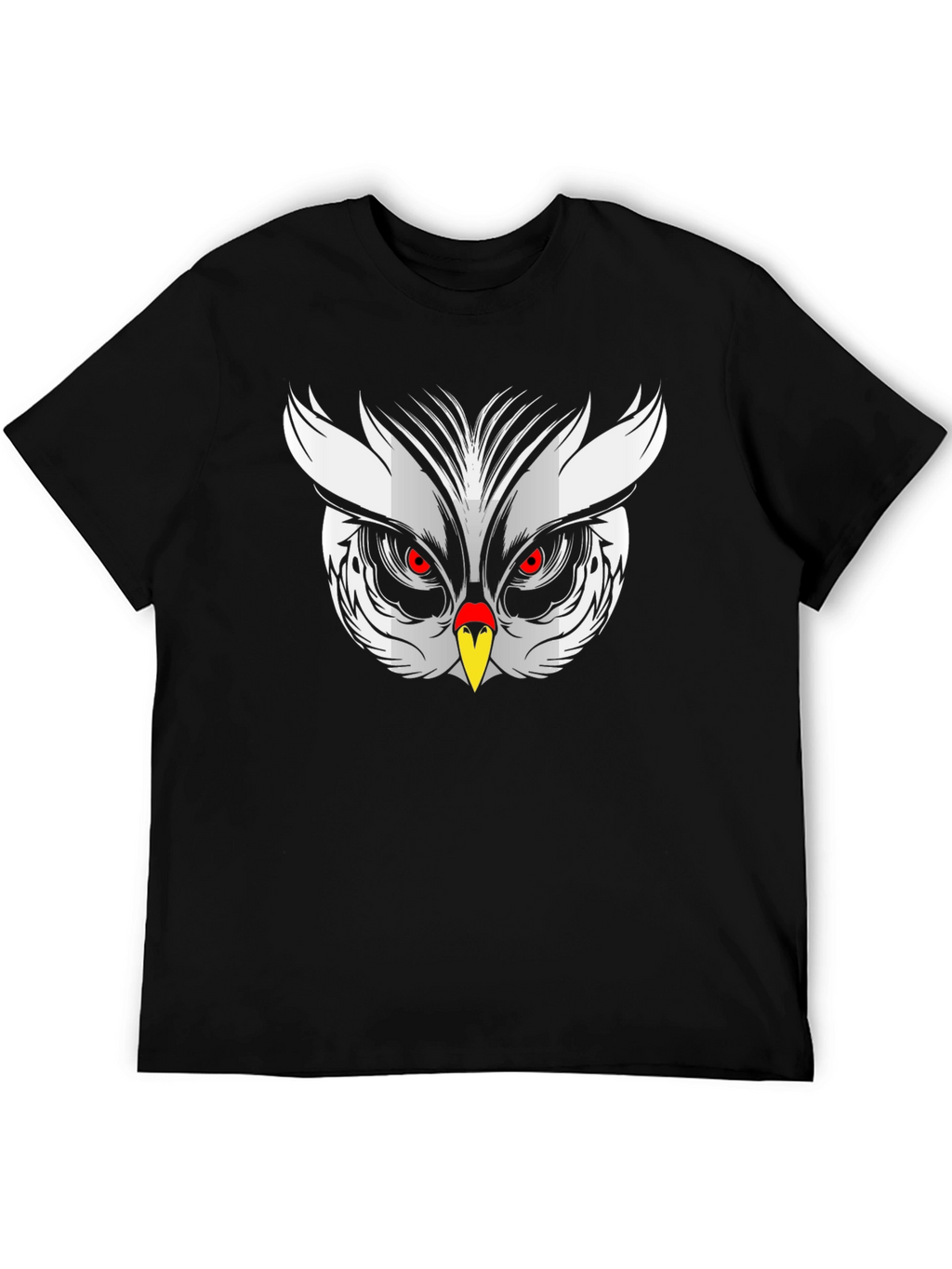Owl Face Graphic Print Black T-Shirt