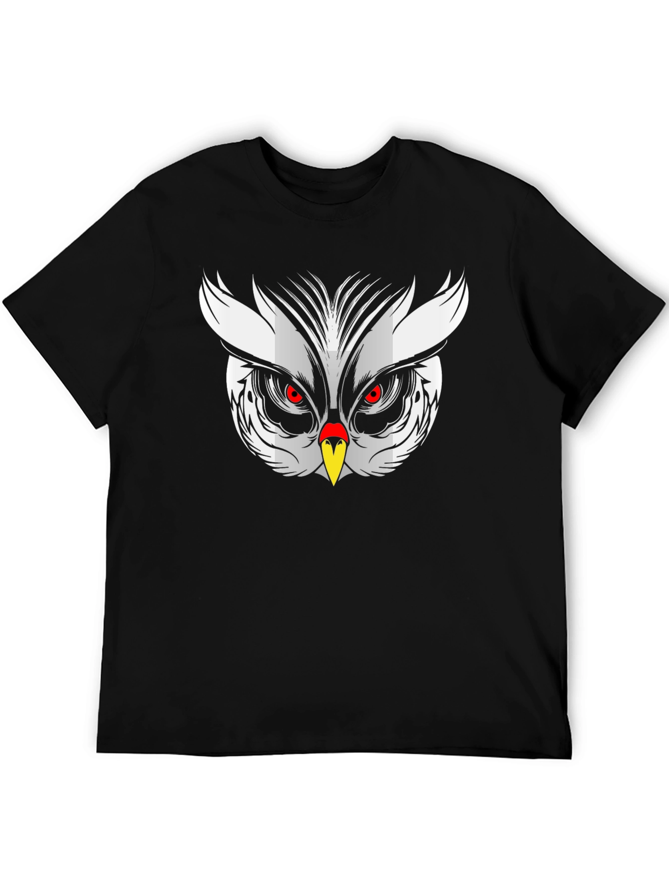 Owl Face Graphic Print Black T-Shirt