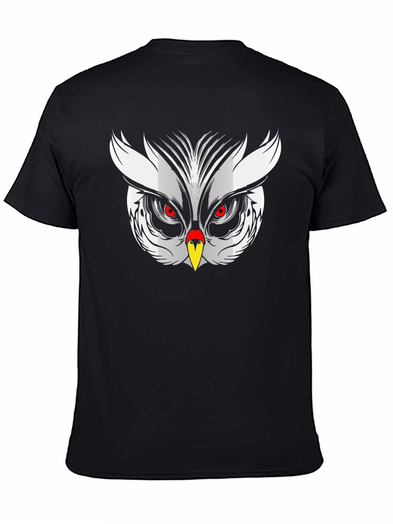 Owl Face Graphic Print Black T-Shirt