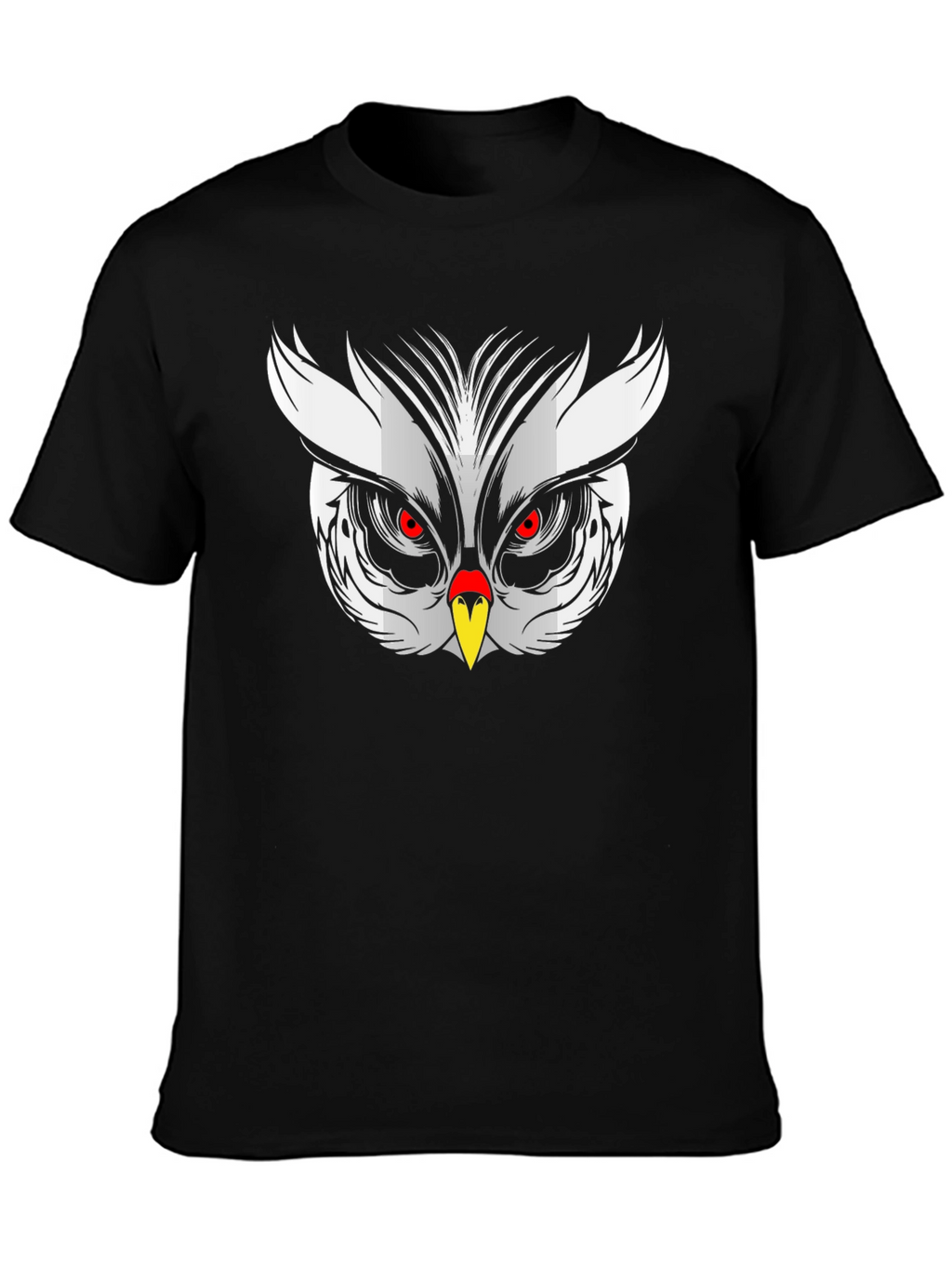 Owl Face Graphic Print Black T-Shirt
