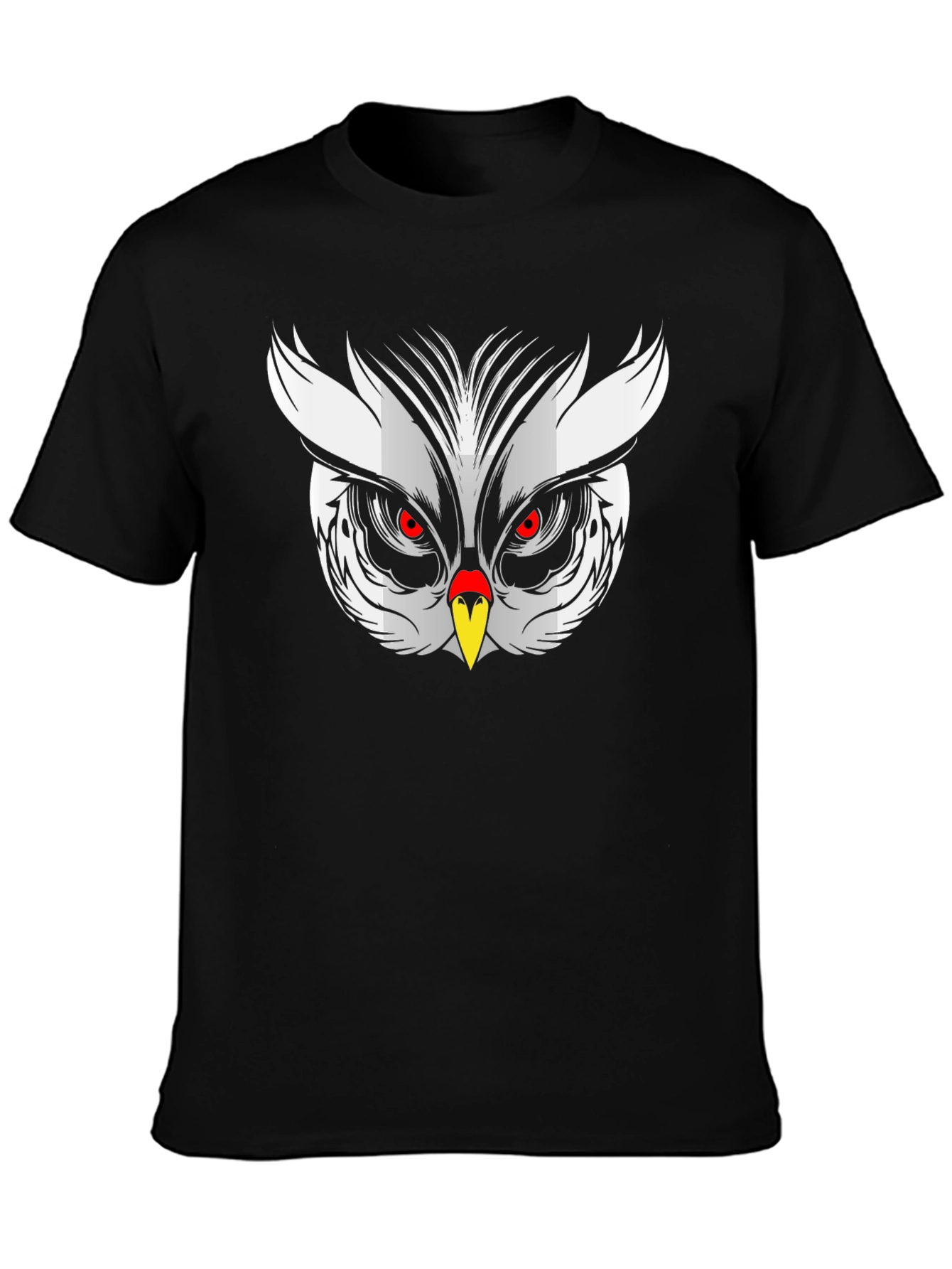 Owl Face Graphic Print Black T-Shirt