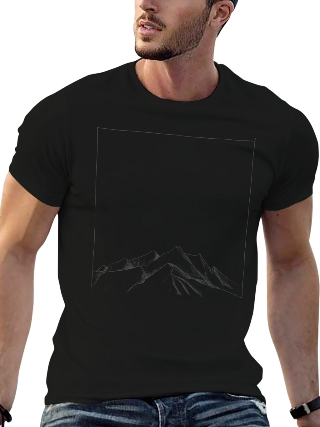 Mens Black Graphic Tee - Mountainscape Design