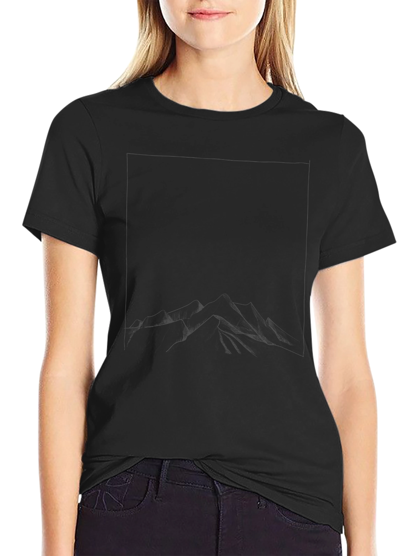 Mens Black Graphic Tee - Mountainscape Design