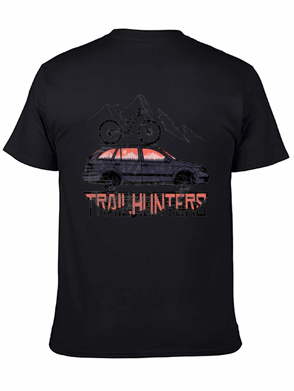 Trail Hunters Black T-Shirt - Car & Bike Design