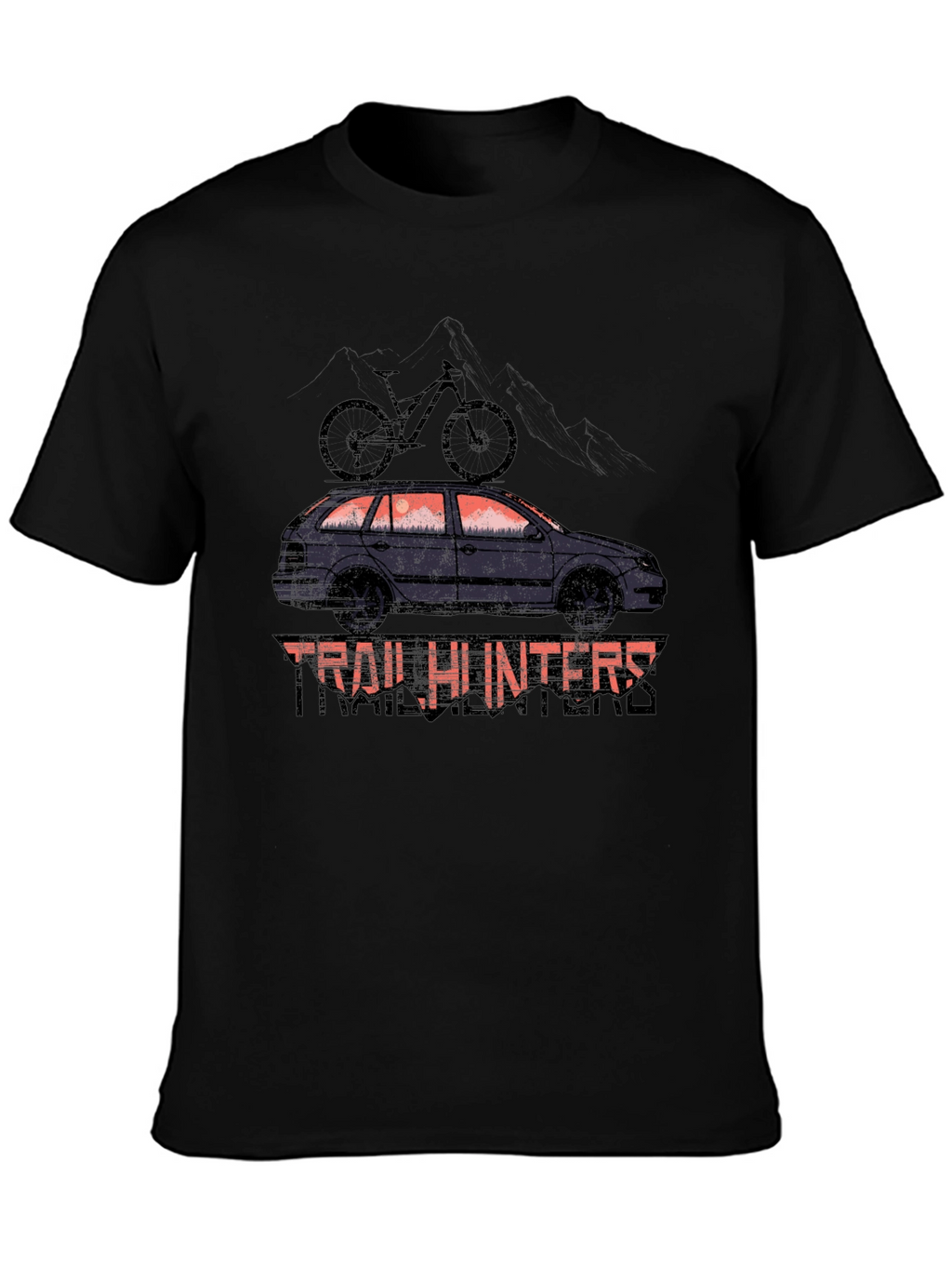 Trail Hunters Black T-Shirt - Car & Bike Design