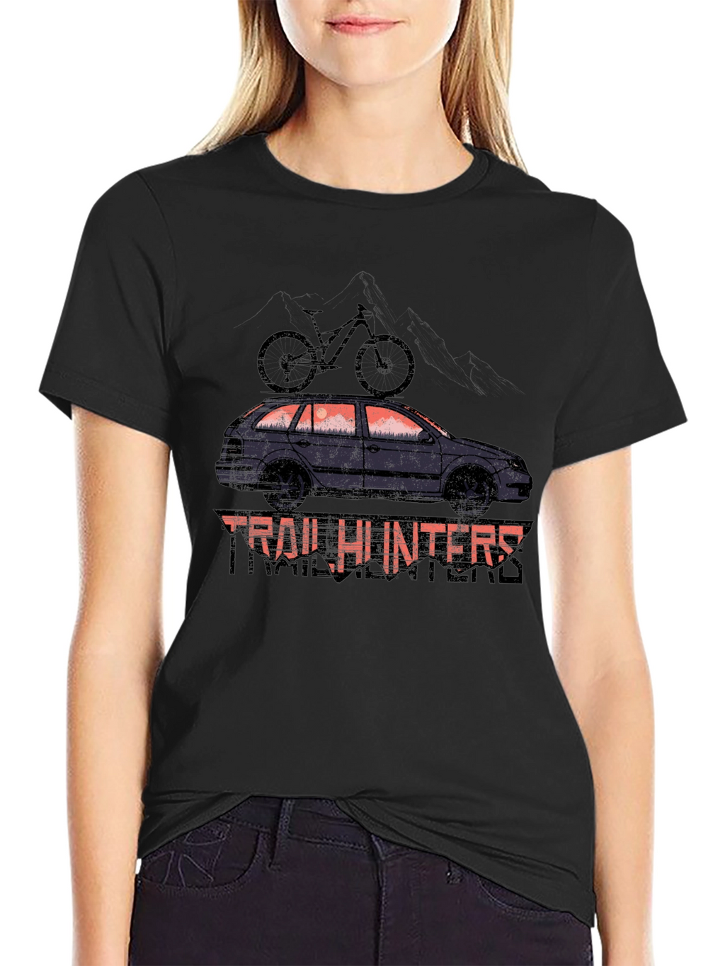 Trail Hunters Black T-Shirt - Car & Bike Design
