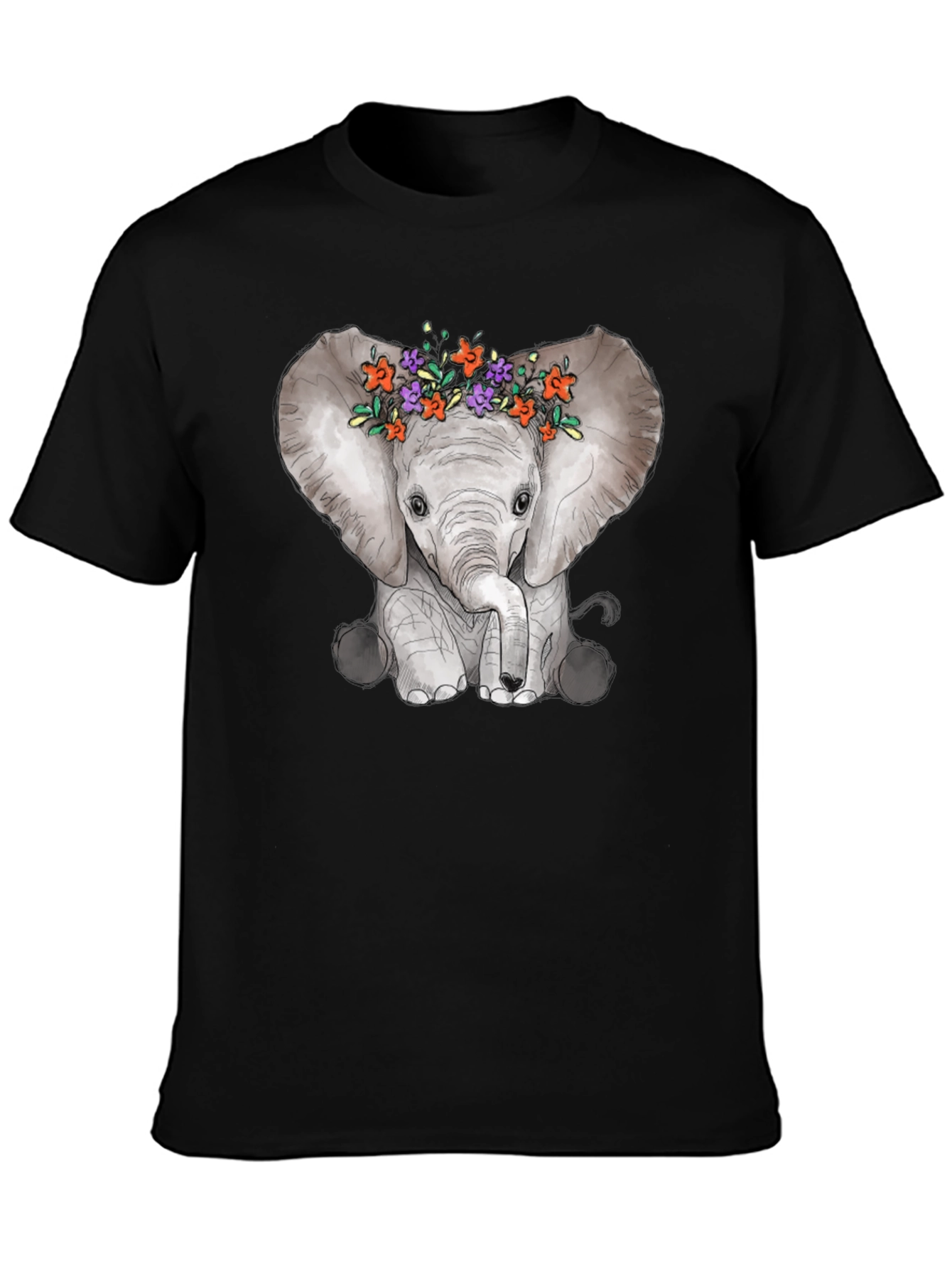 Elephant Floral Crown Graphic Tee