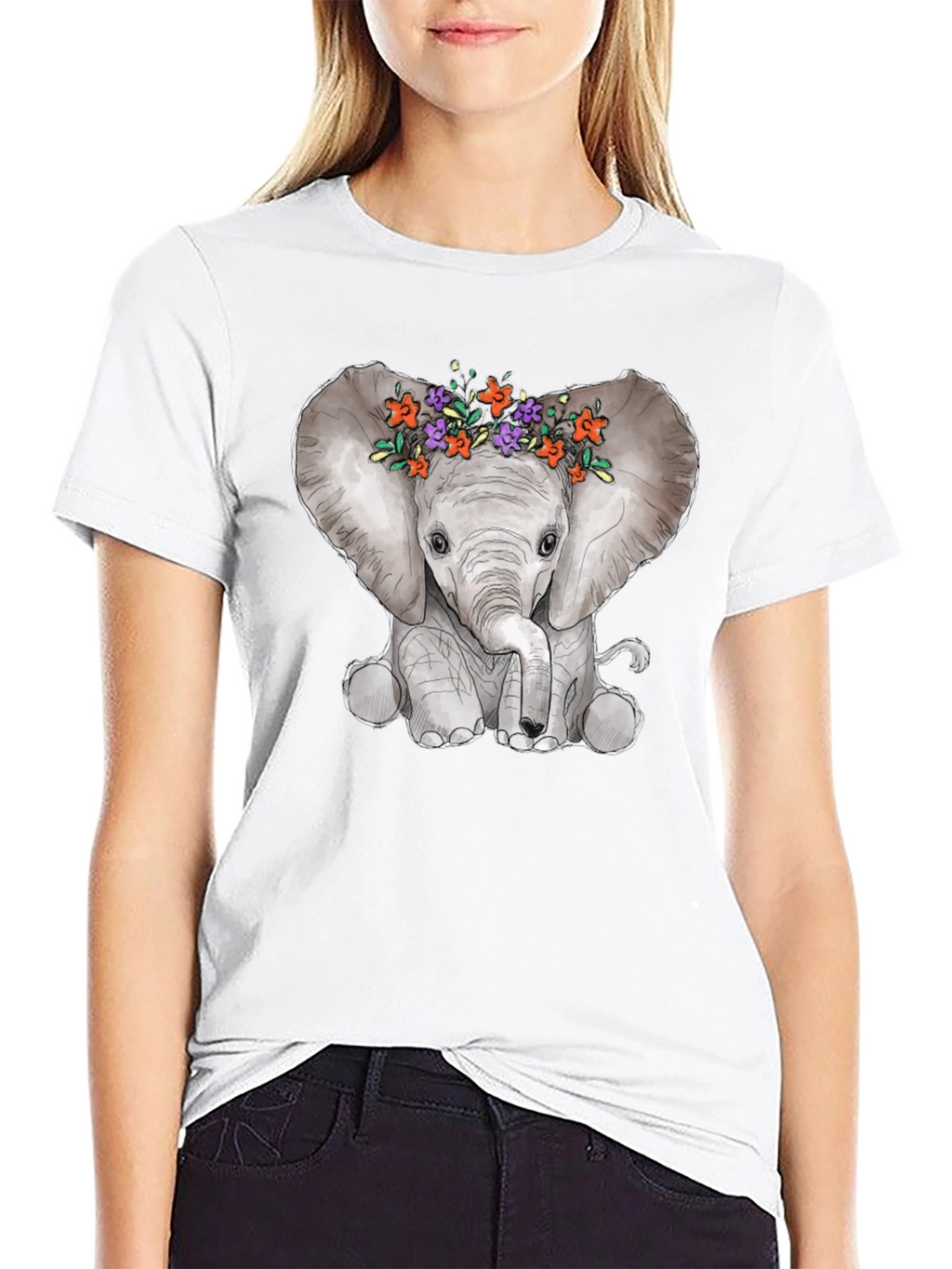 Elephant Floral Crown Graphic Tee