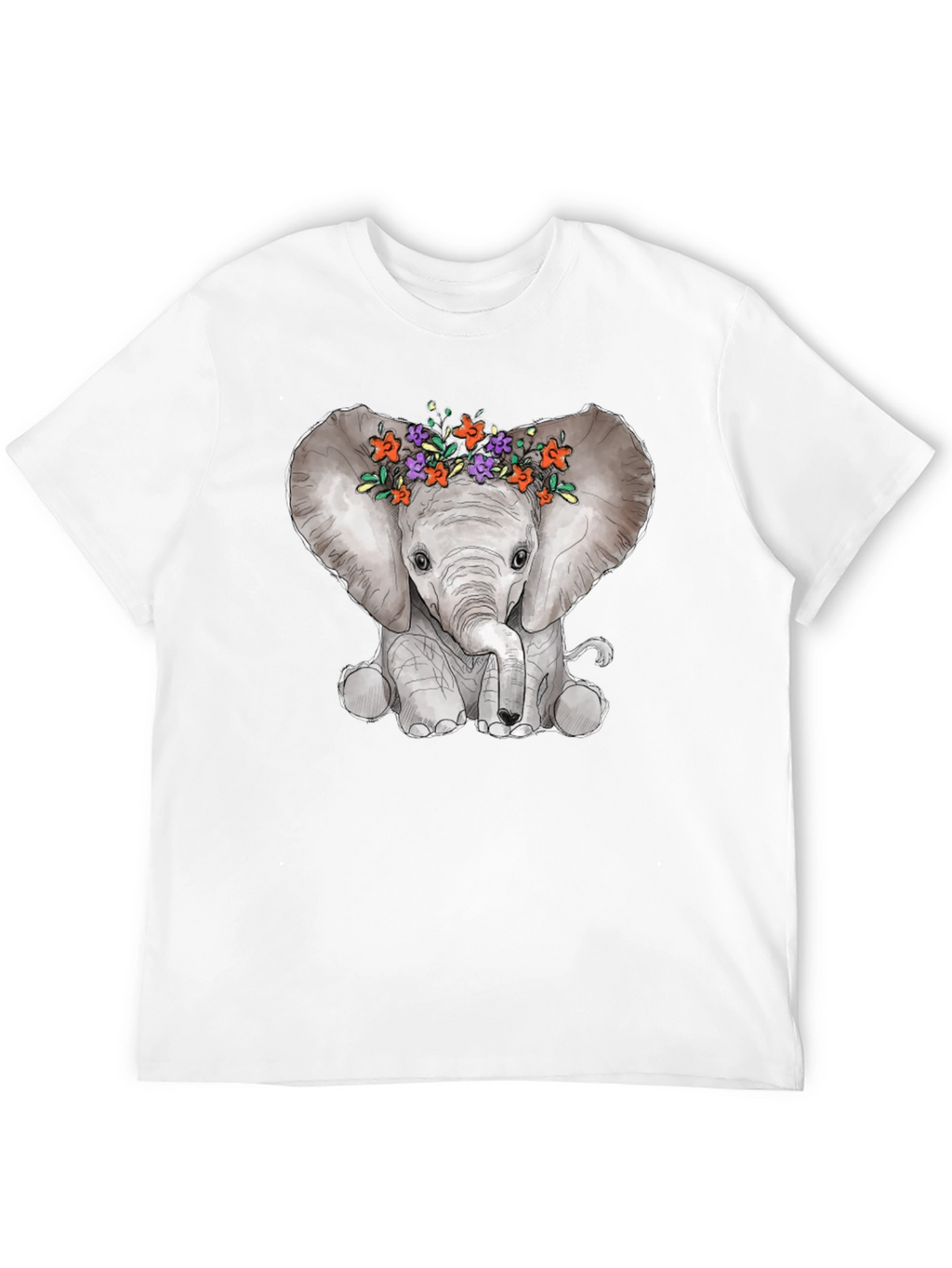 Elephant Floral Crown Graphic Tee