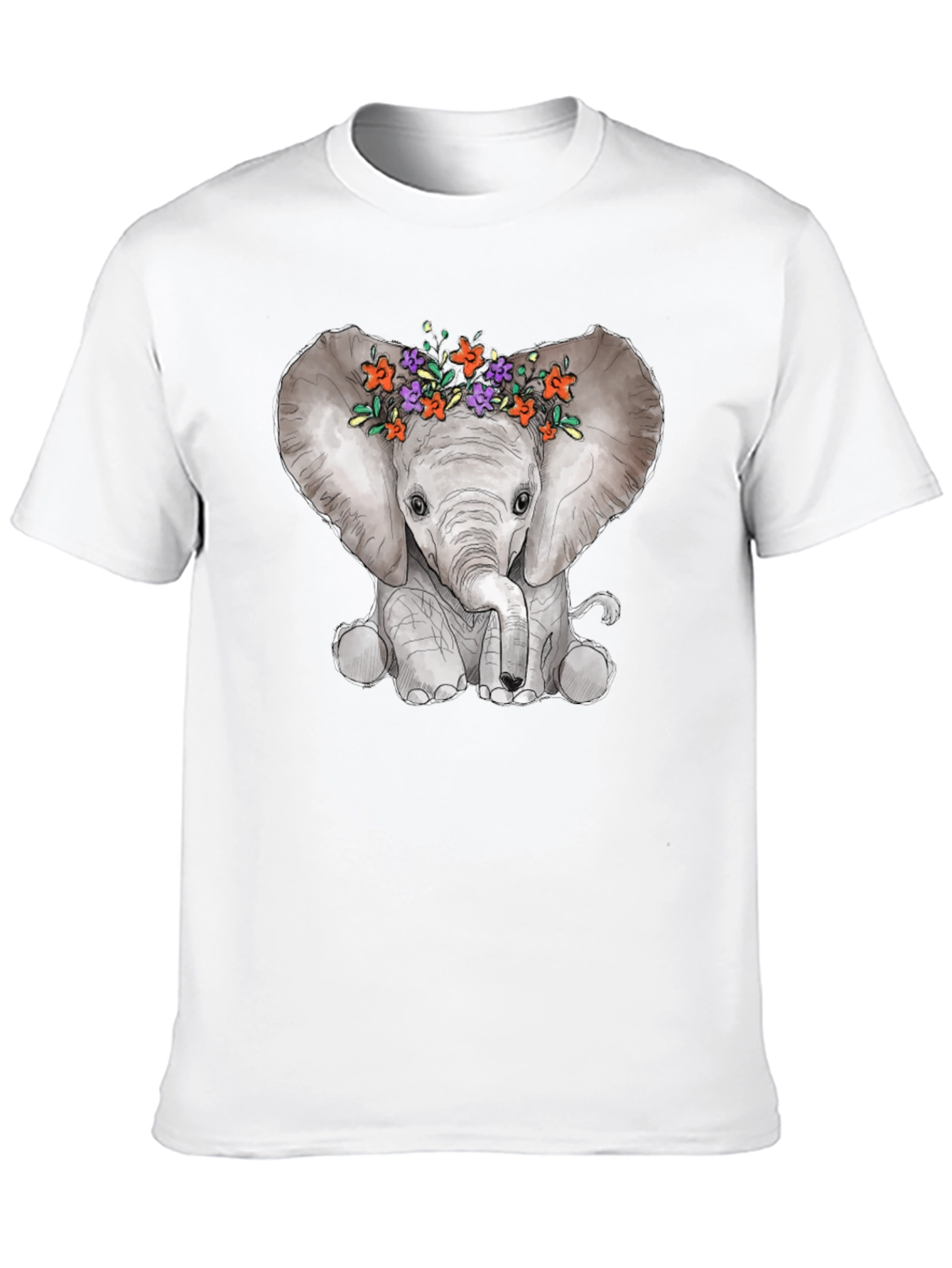 Elephant Floral Crown Graphic Tee