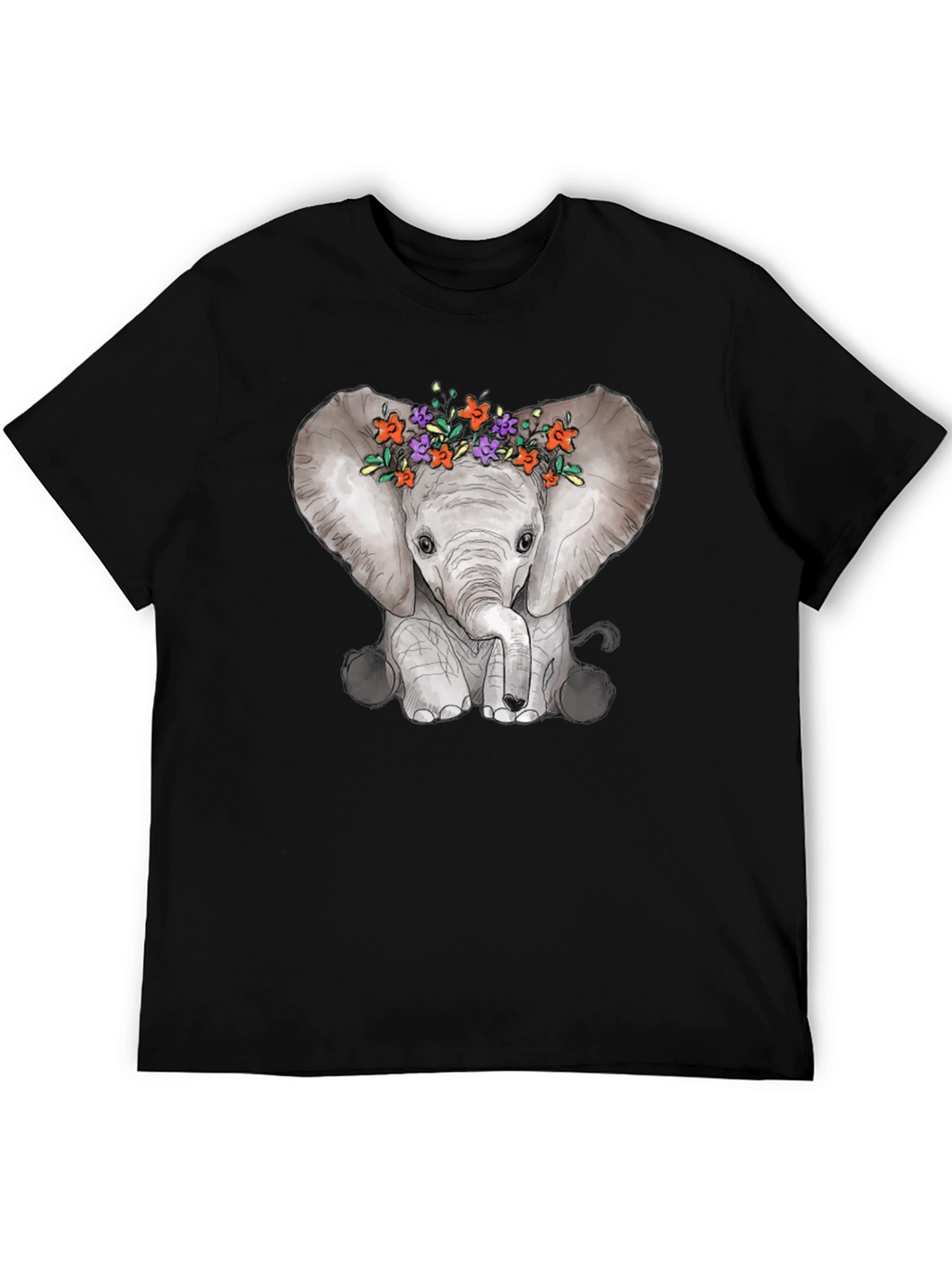 Elephant Floral Crown Graphic Tee