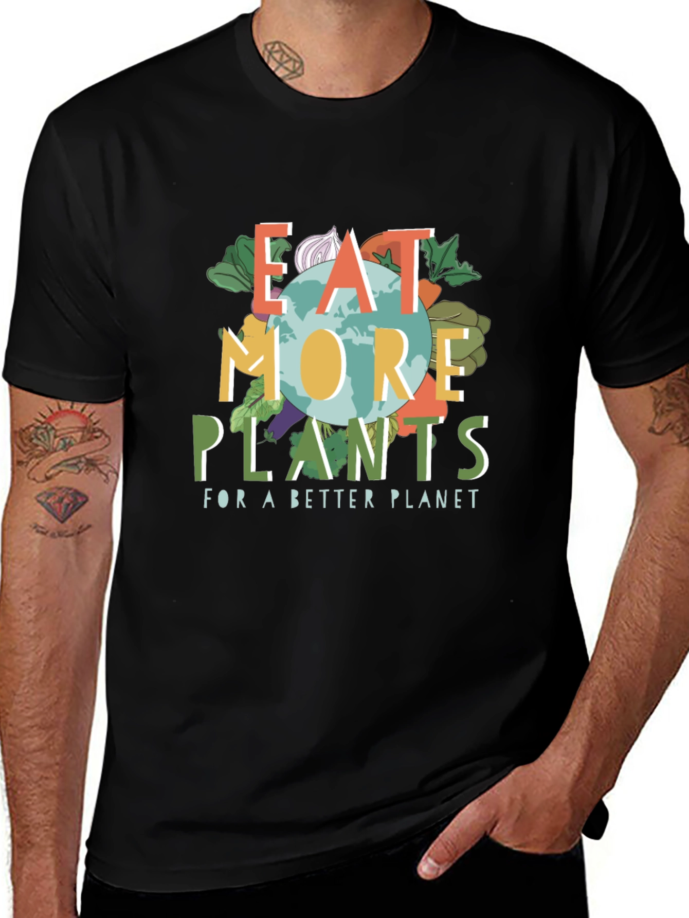 Eat More Plants T-Shirt - Vegan Friendly Earth Design
