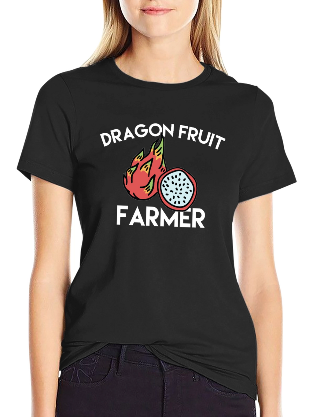 Dragon Fruit Farmer Graphic Tee - Black Cotton T-Shirt