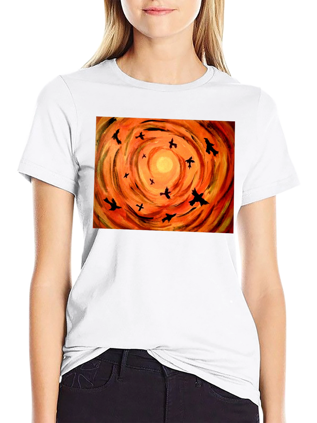 Orange Sky Birds Graphic Tee
