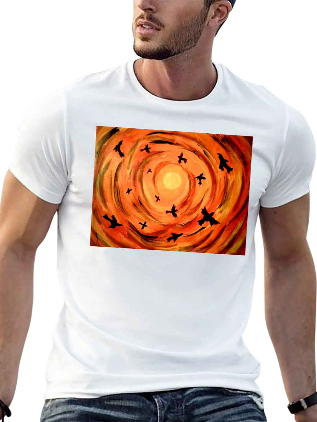 Orange Sky Birds Graphic Tee