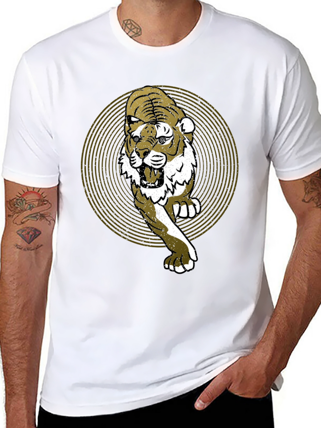 Tiger Graphic Print Black T-Shirt