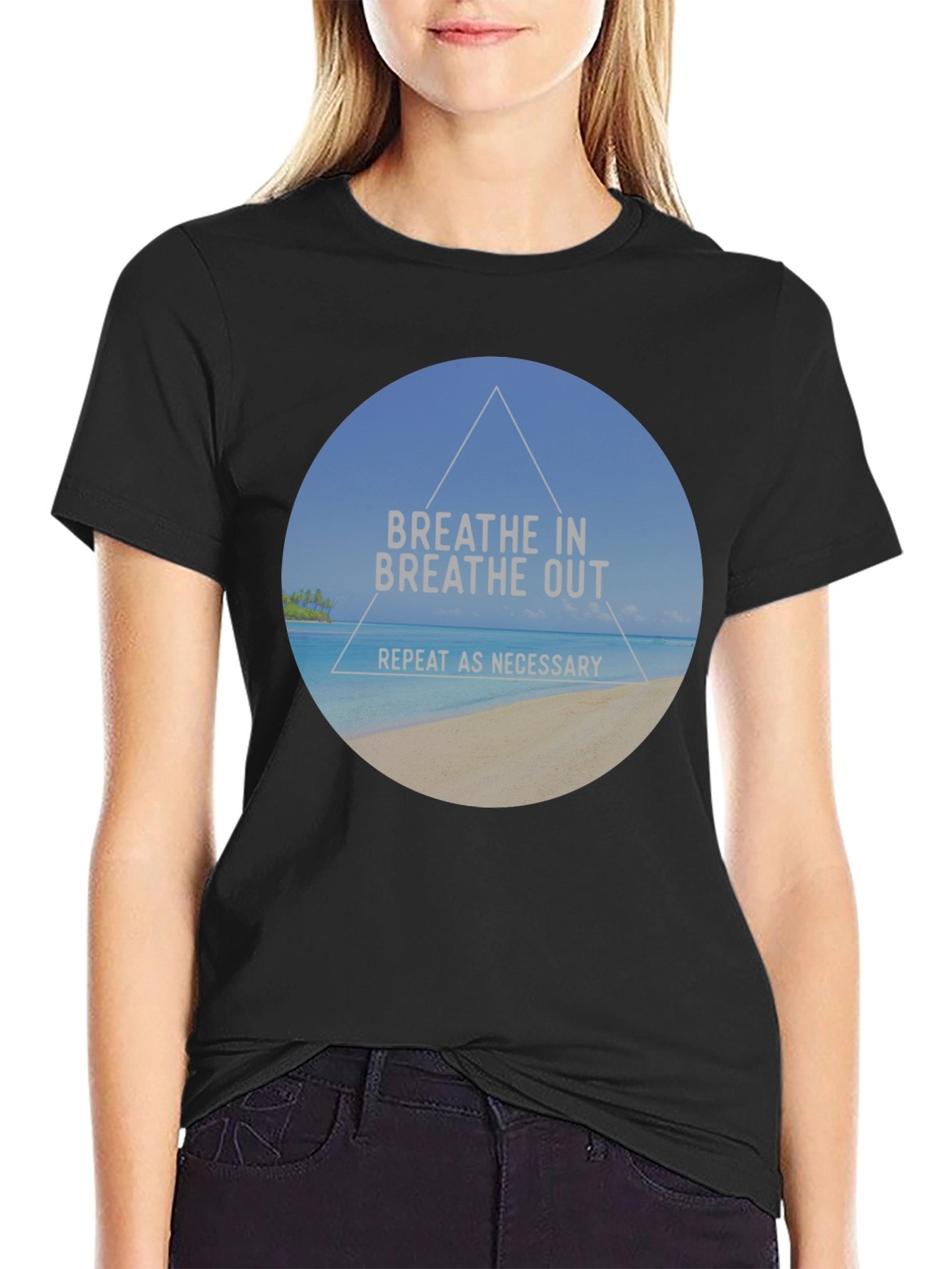 Breathe In Breathe Out Graphic T-Shirt - Relaxing Beach Design