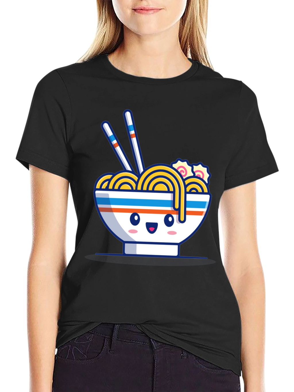 Kawaii Ramen Bowl Black T-Shirt