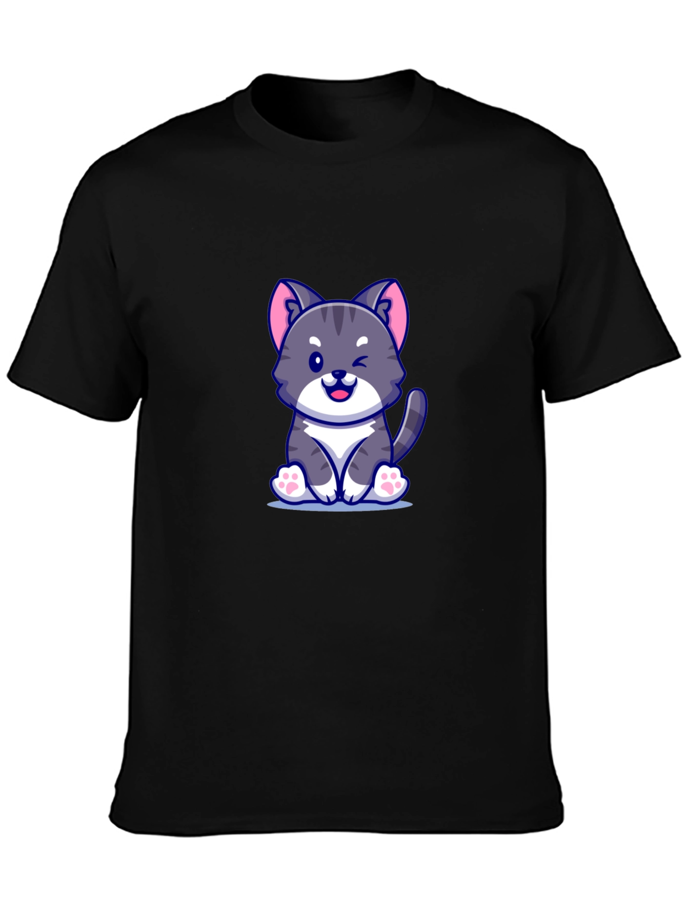 Cute Cartoon Cat Graphic T-Shirt