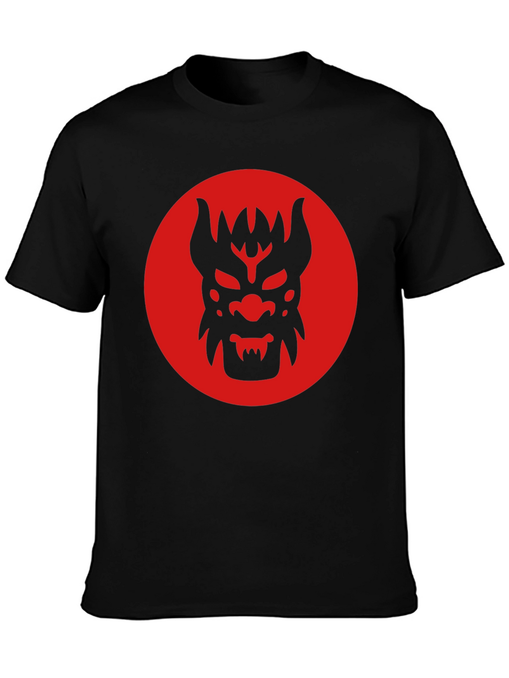 Black T-Shirt with Red Oni Mask Design