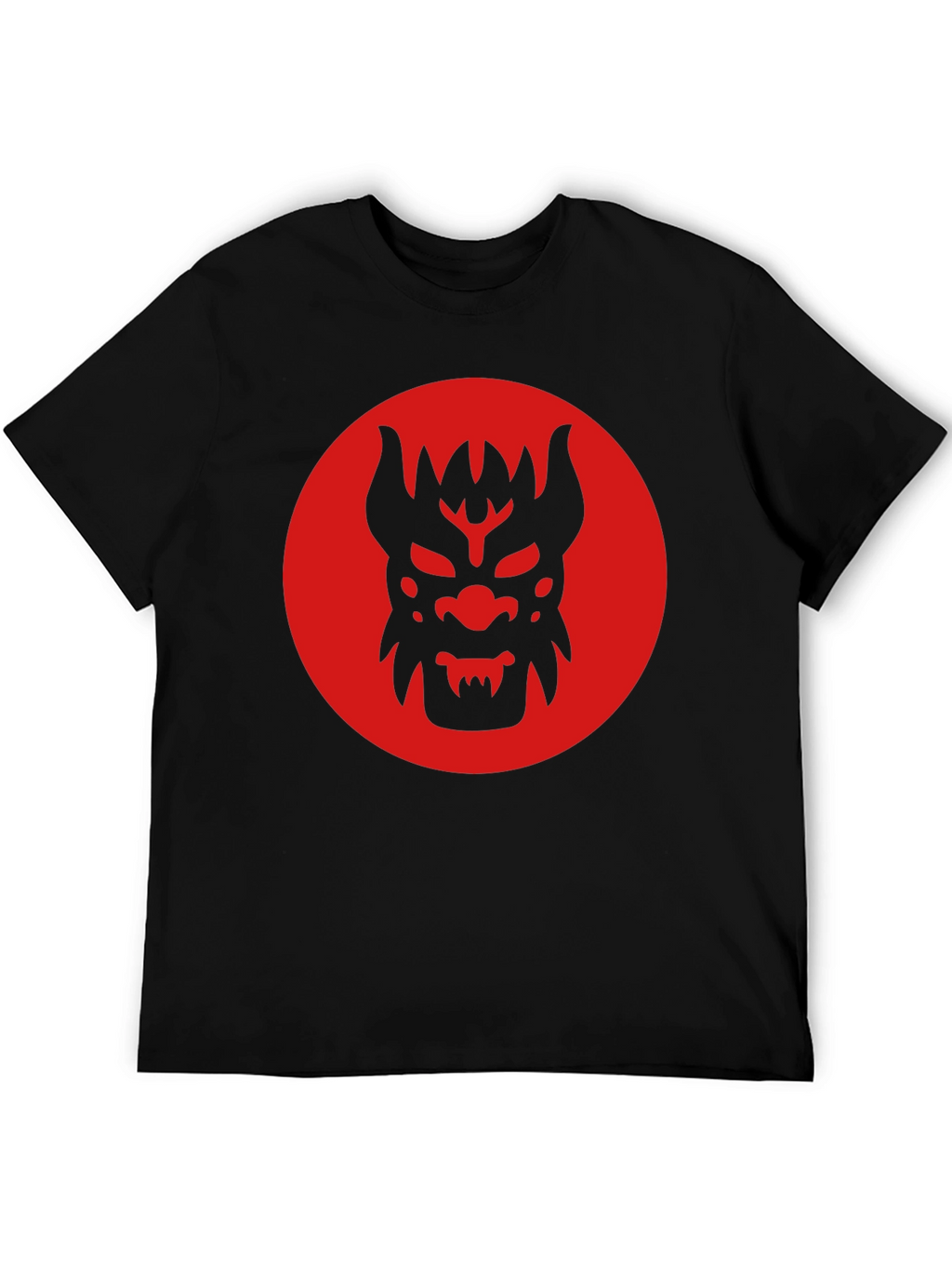 Black T-Shirt with Red Oni Mask Design