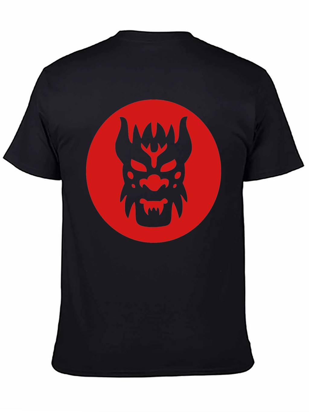Black T-Shirt with Red Oni Mask Design