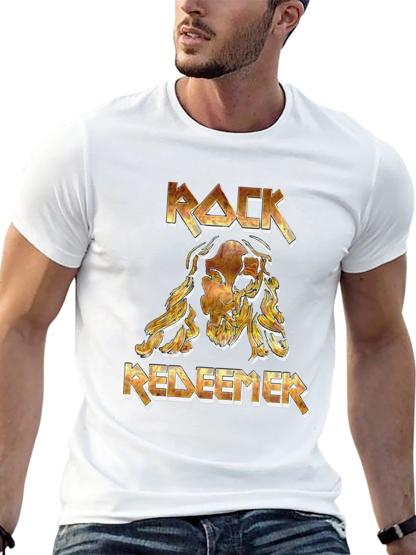 Rock Redeemer Graphic T-Shirt - Bold Religious Tee
