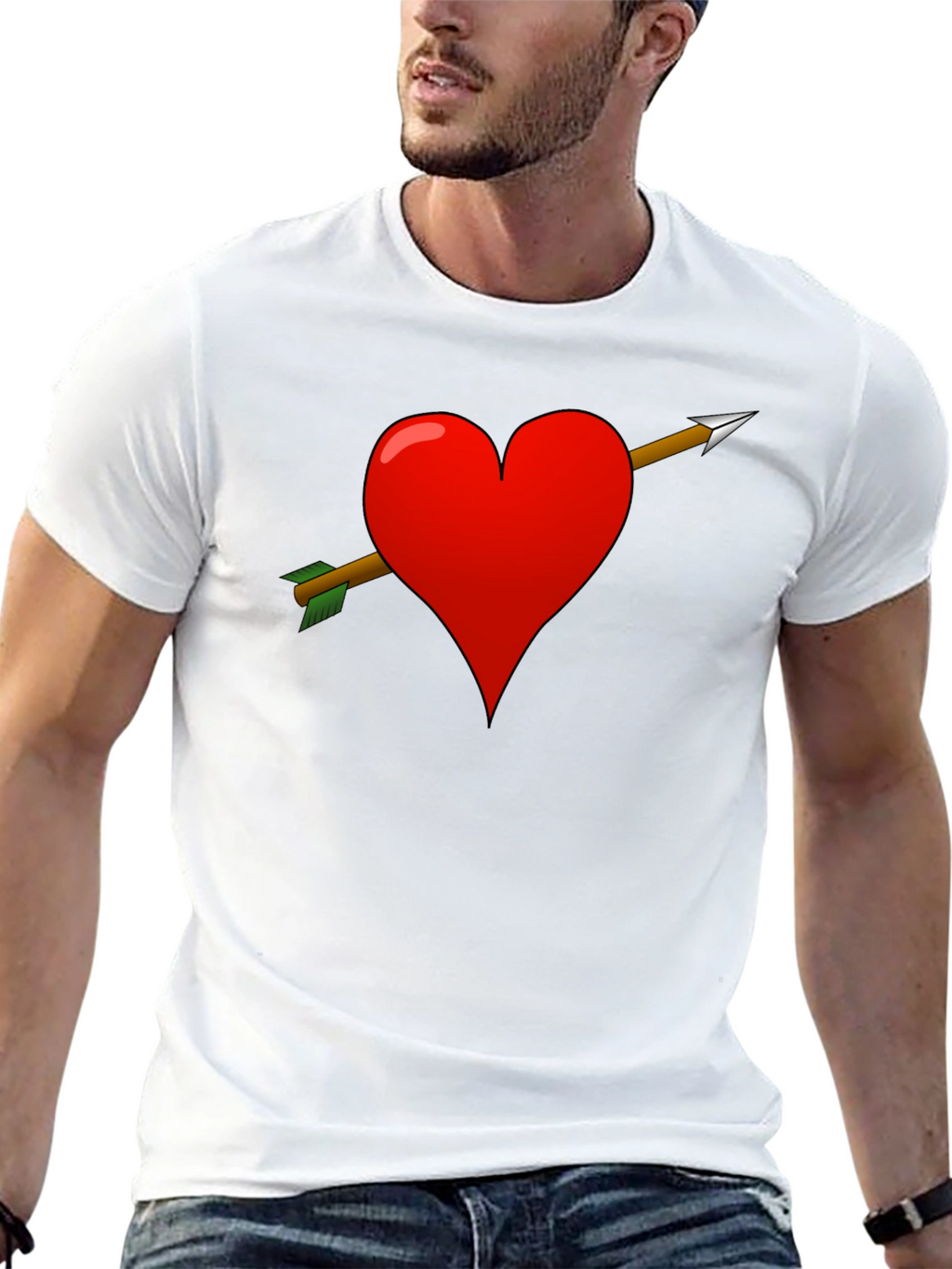 Heart Arrow Graphic T-Shirt - Black Valentines Gift Idea