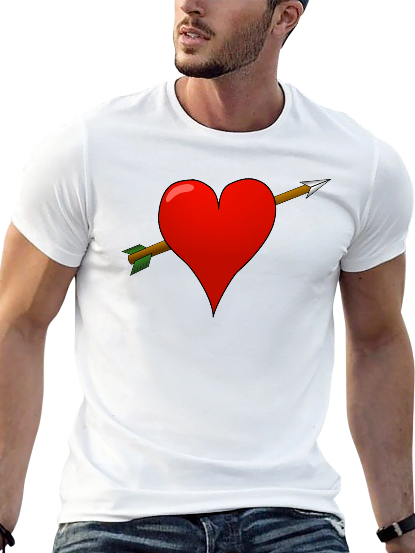Heart Arrow Graphic T-Shirt - Black Valentines Gift Idea