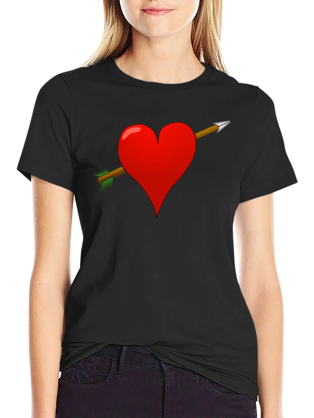 Heart Arrow Graphic T-Shirt - Black Valentines Gift Idea