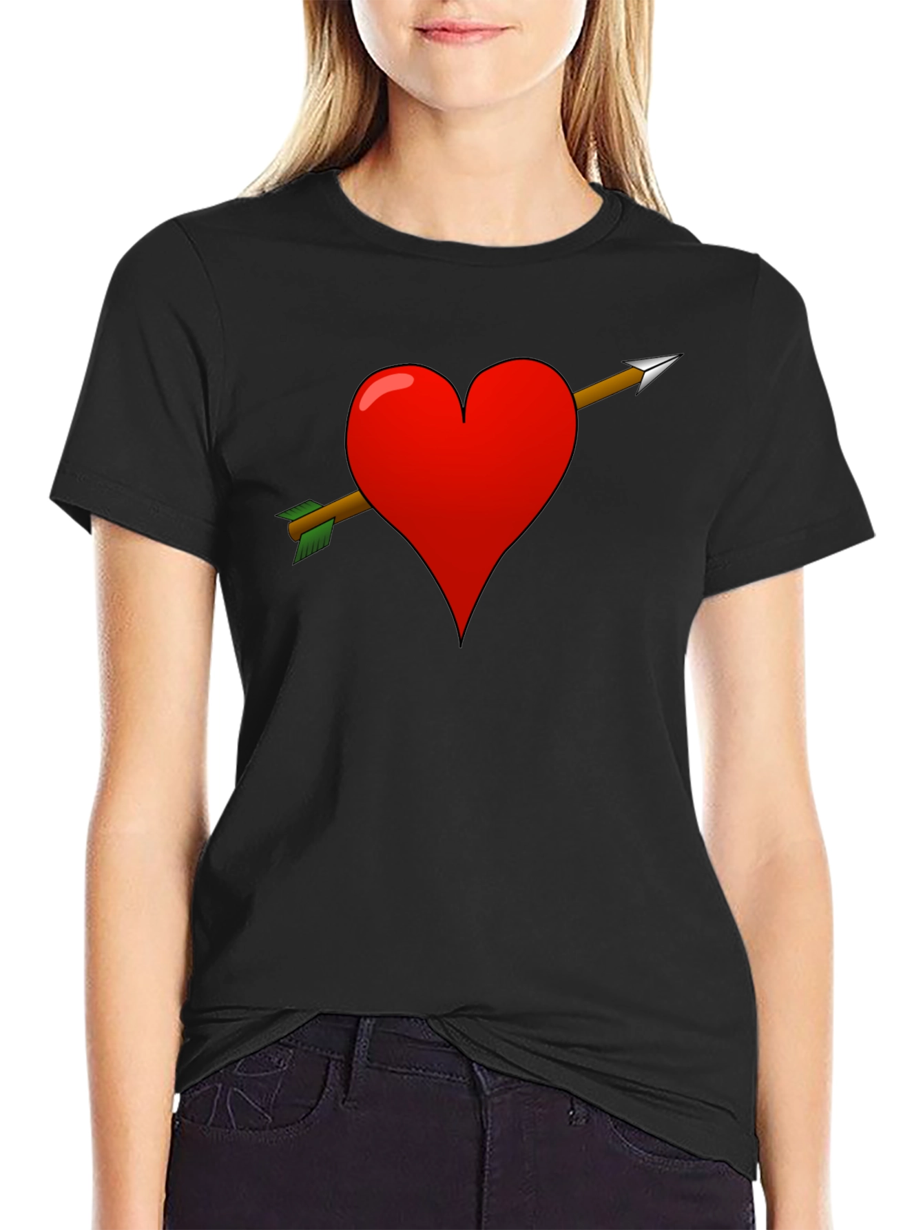 Heart Arrow Graphic T-Shirt - Black Valentines Gift Idea