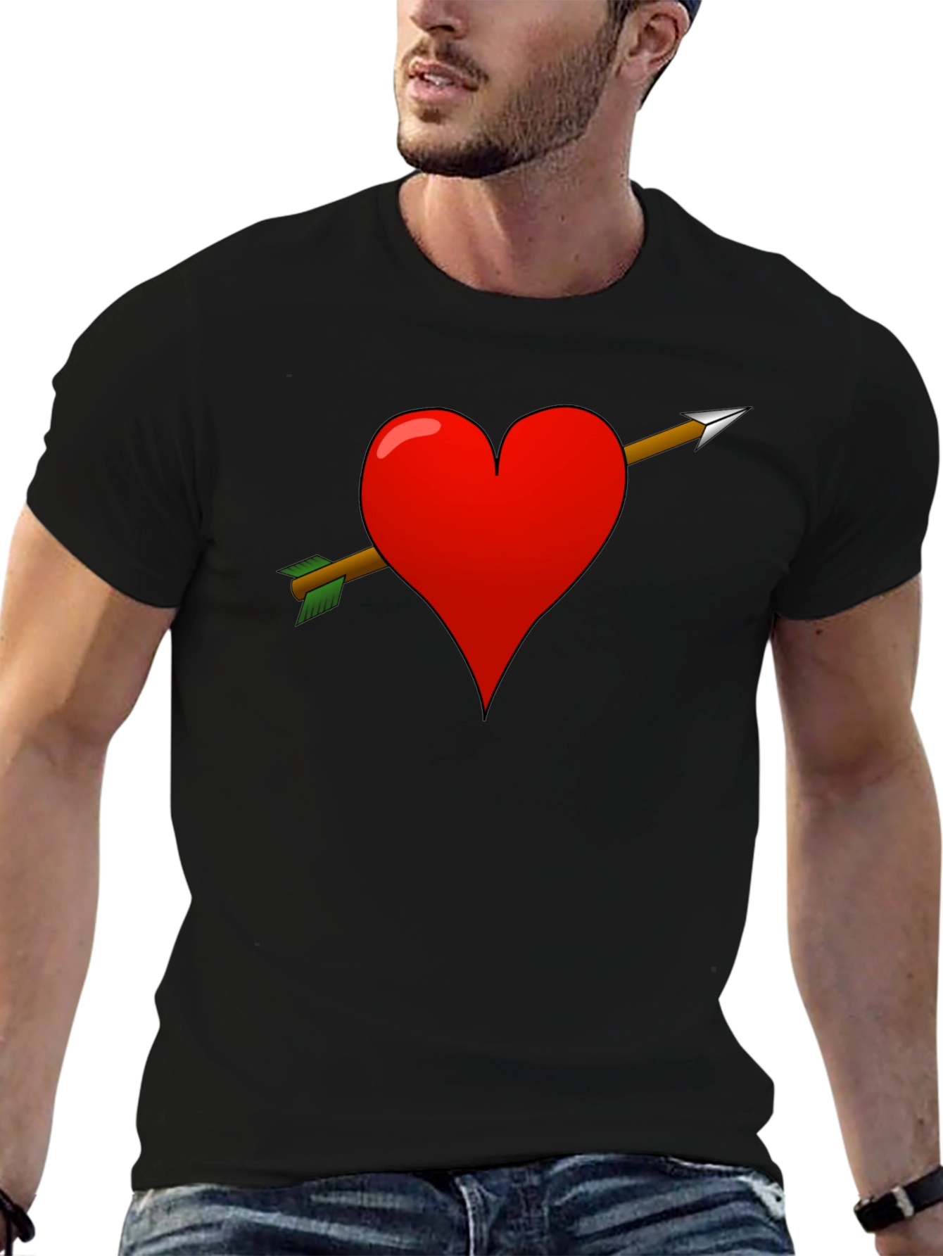 Heart Arrow Graphic T-Shirt - Black Valentines Gift Idea