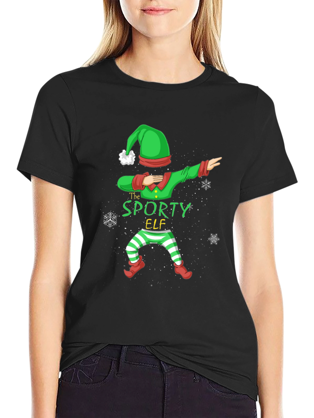 Sporty Elf Dabbing Christmas T-Shirt