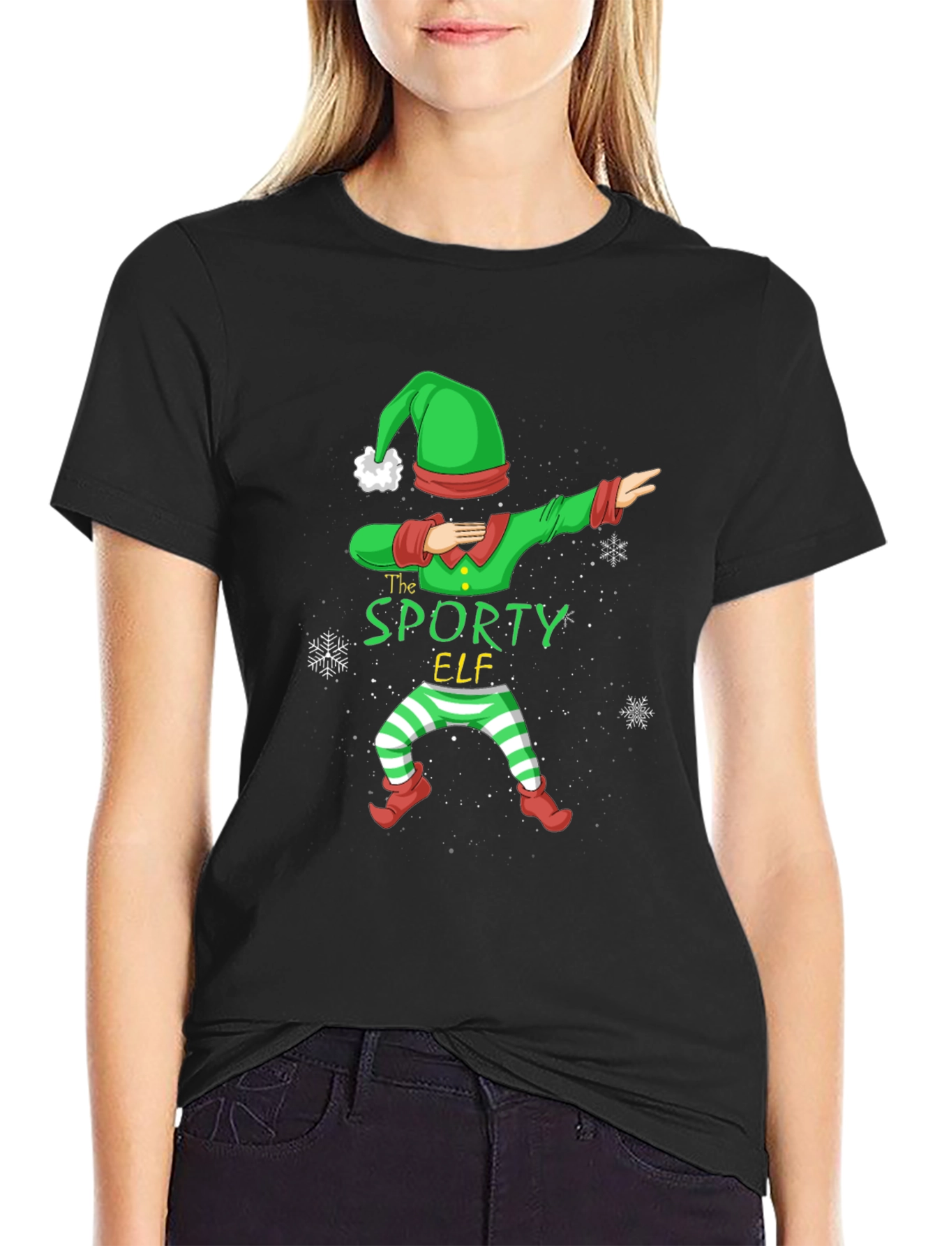 Sporty Elf Dabbing Christmas T-Shirt