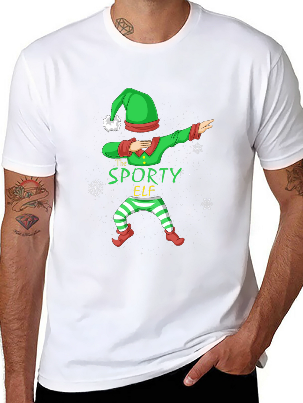 Sporty Elf Dabbing Christmas T-Shirt