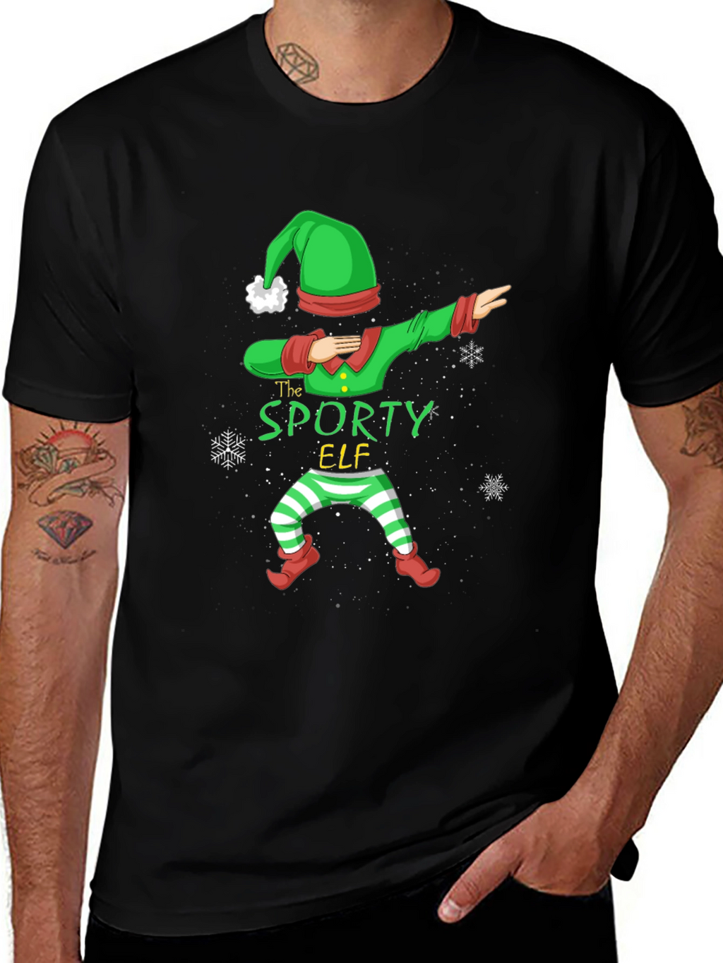 Sporty Elf Dabbing Christmas T-Shirt