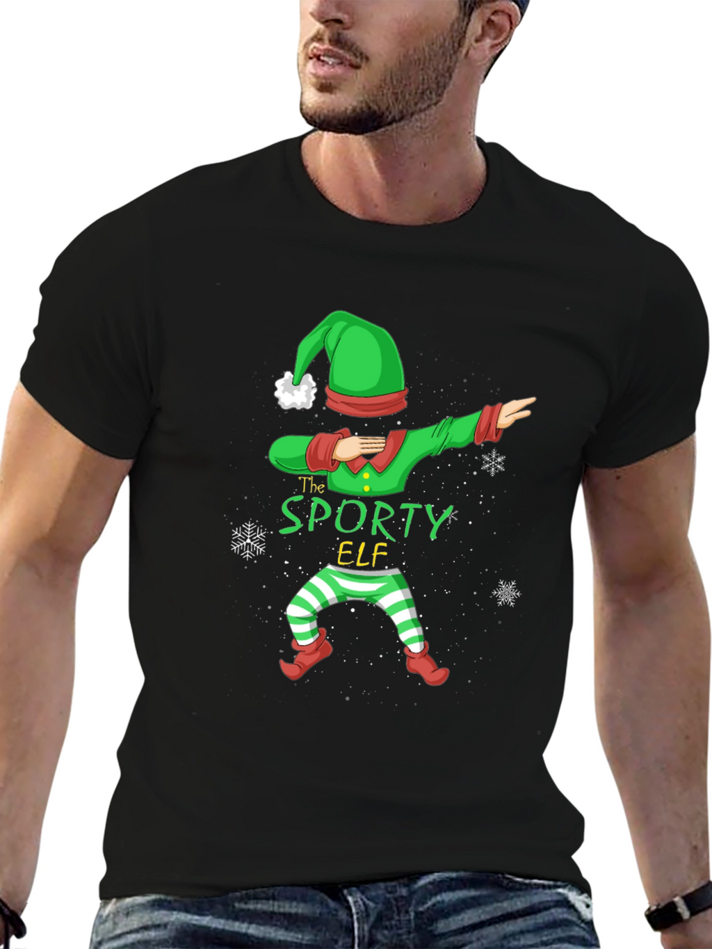 Sporty Elf Dabbing Christmas T-Shirt