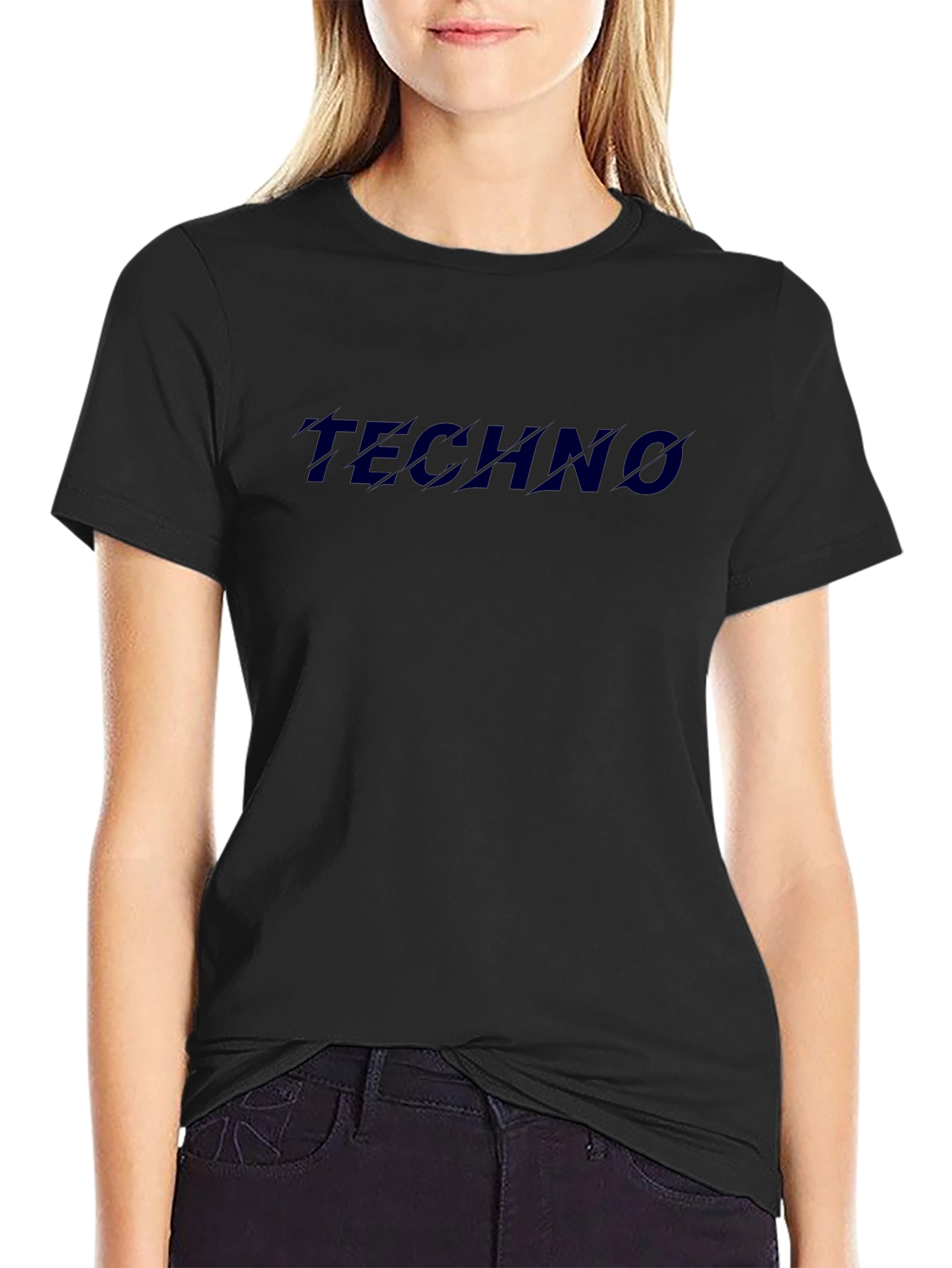Techno Graphic Print Black T-Shirt