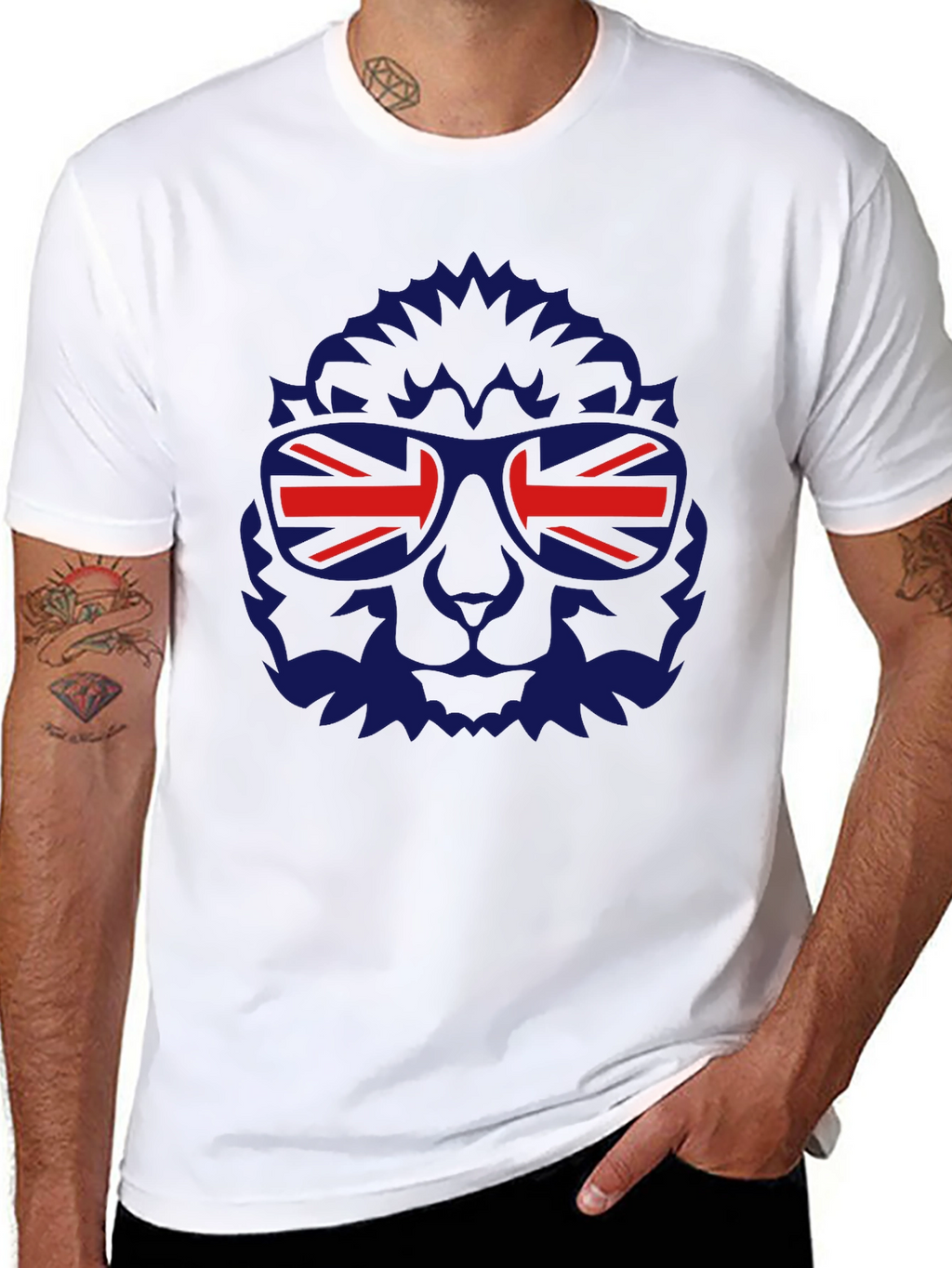 Lion UK Flag Sunglasses Graphic T-Shirt