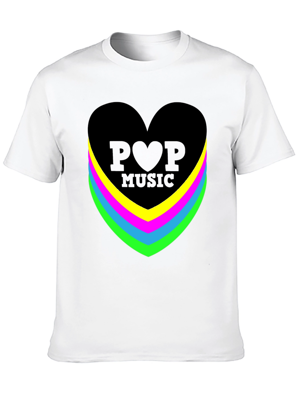 Pop Music Heart Graphic Black T-Shirt