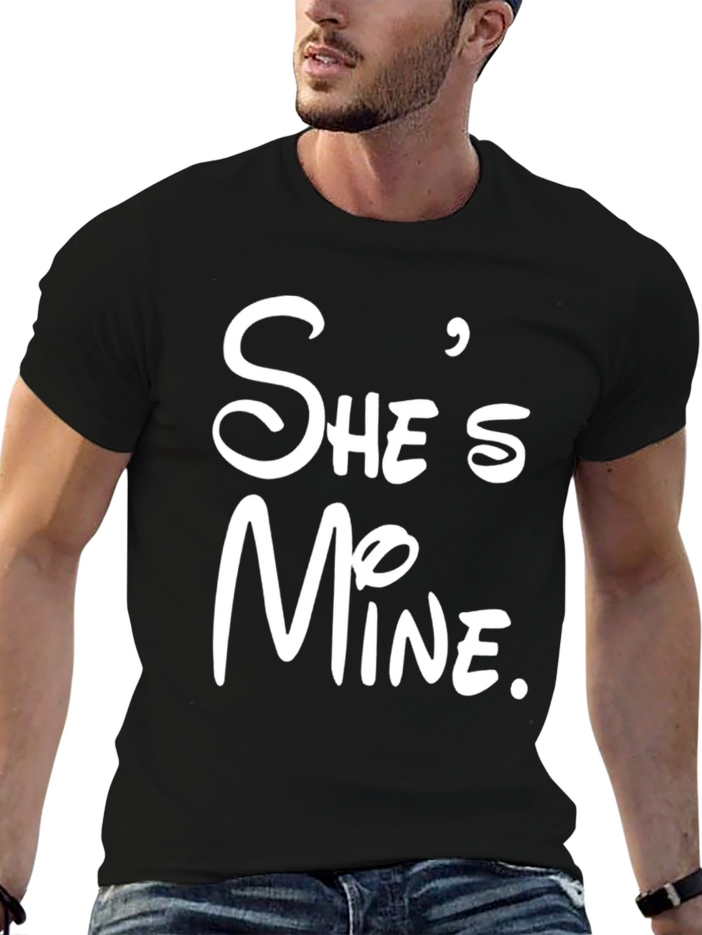 Shes Mine Black T-Shirt - Couples Matching Tee