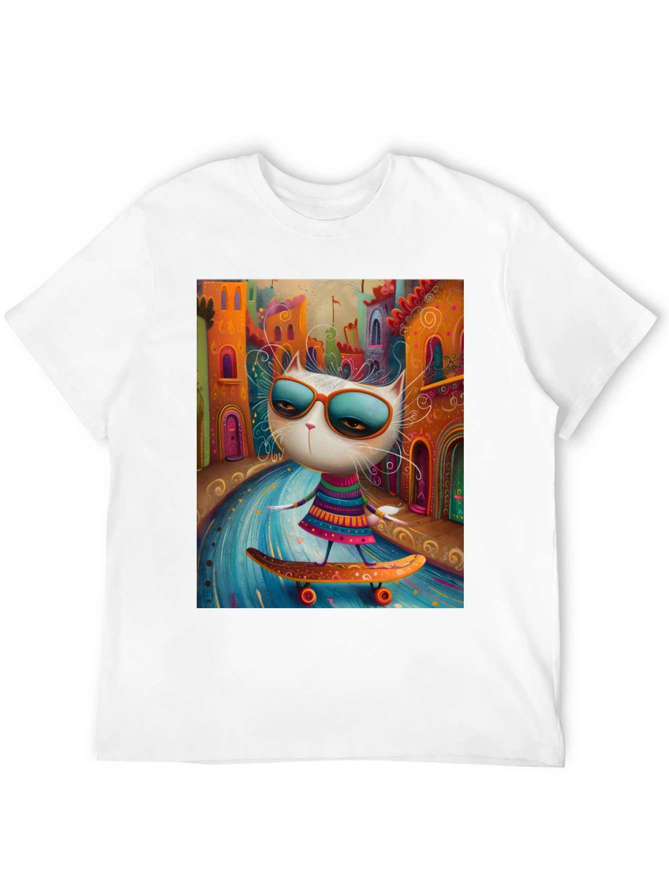 Cool Cat Skateboard Graphic Tee