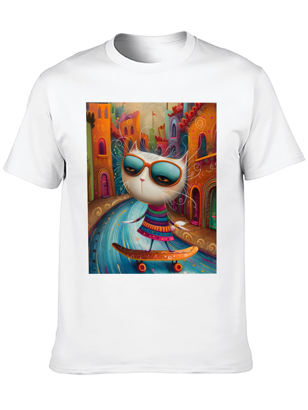 Cool Cat Skateboard Graphic Tee