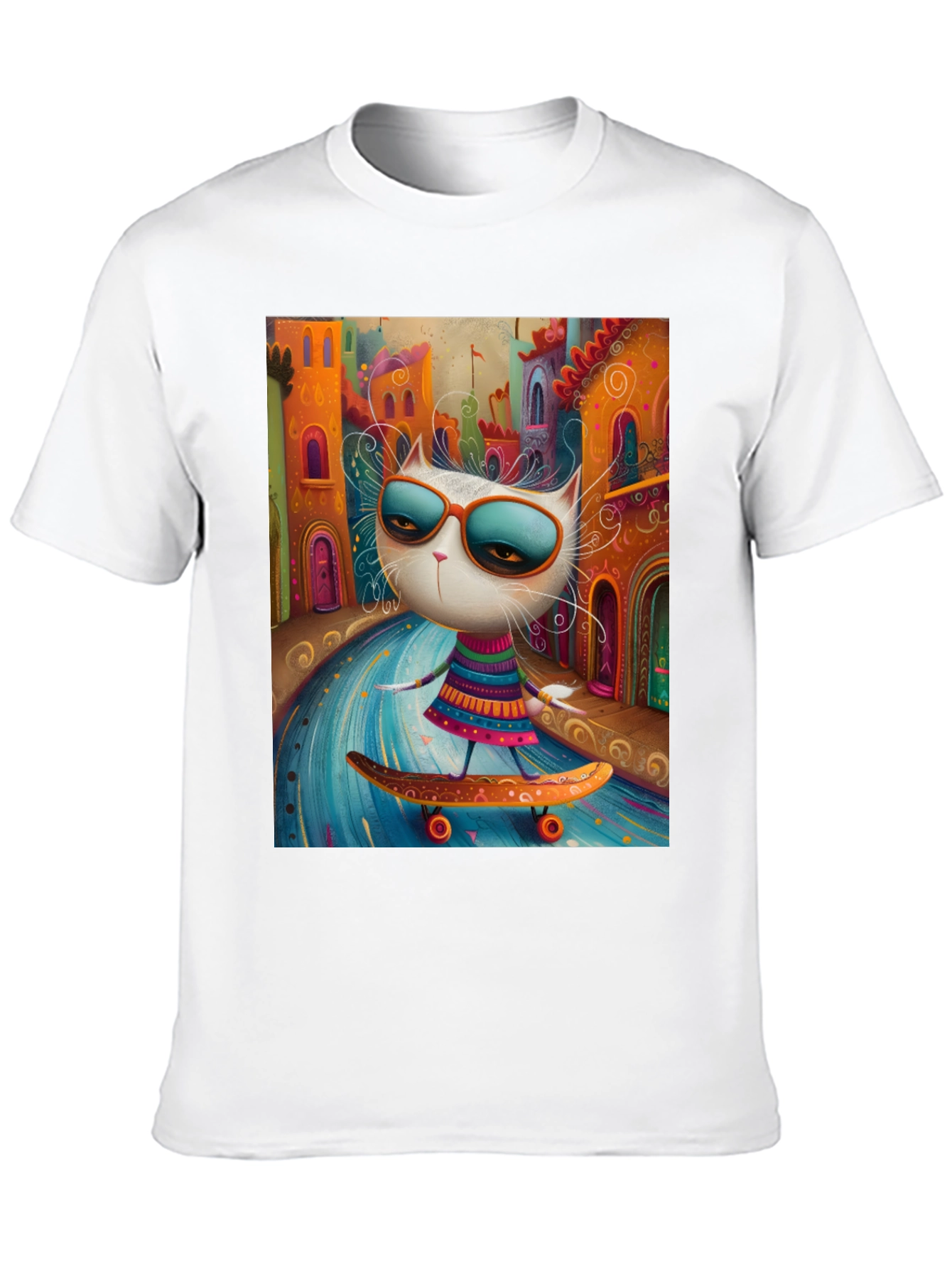 Cool Cat Skateboard Graphic Tee