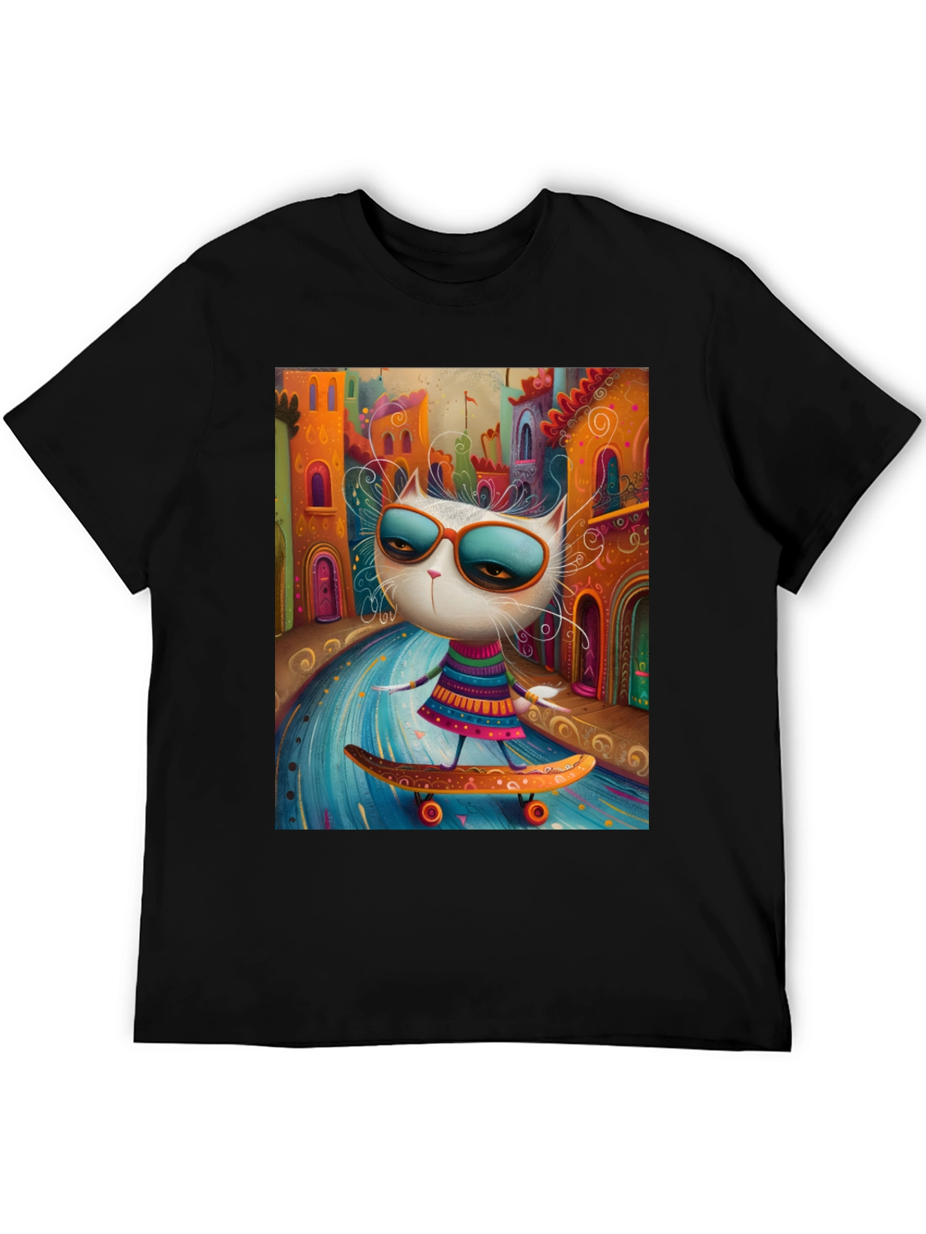Cool Cat Skateboard Graphic Tee