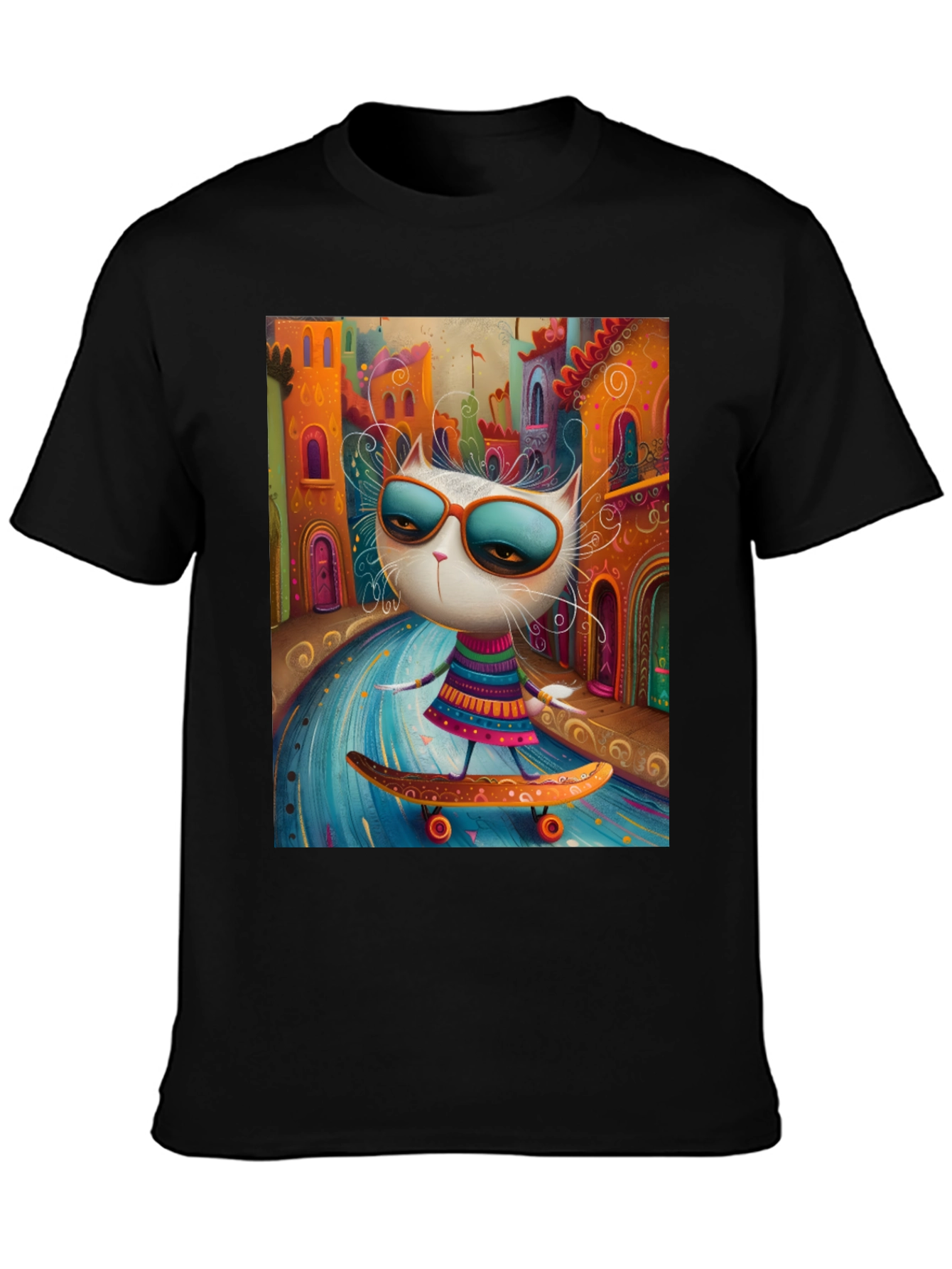 Cool Cat Skateboard Graphic Tee