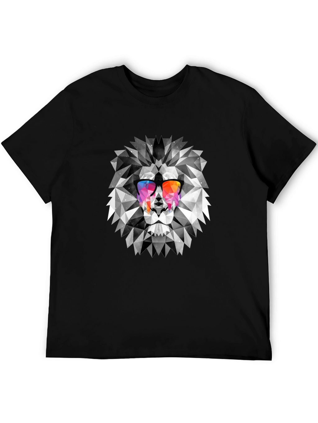 Geometric Lion Graphic Print Mens T-Shirt