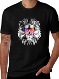 Geometric Lion Graphic Print Mens T-Shirt