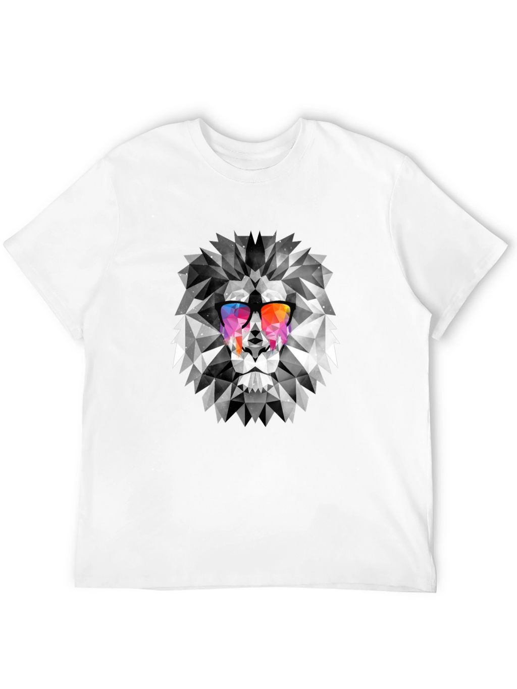 Geometric Lion Graphic Print Mens T-Shirt